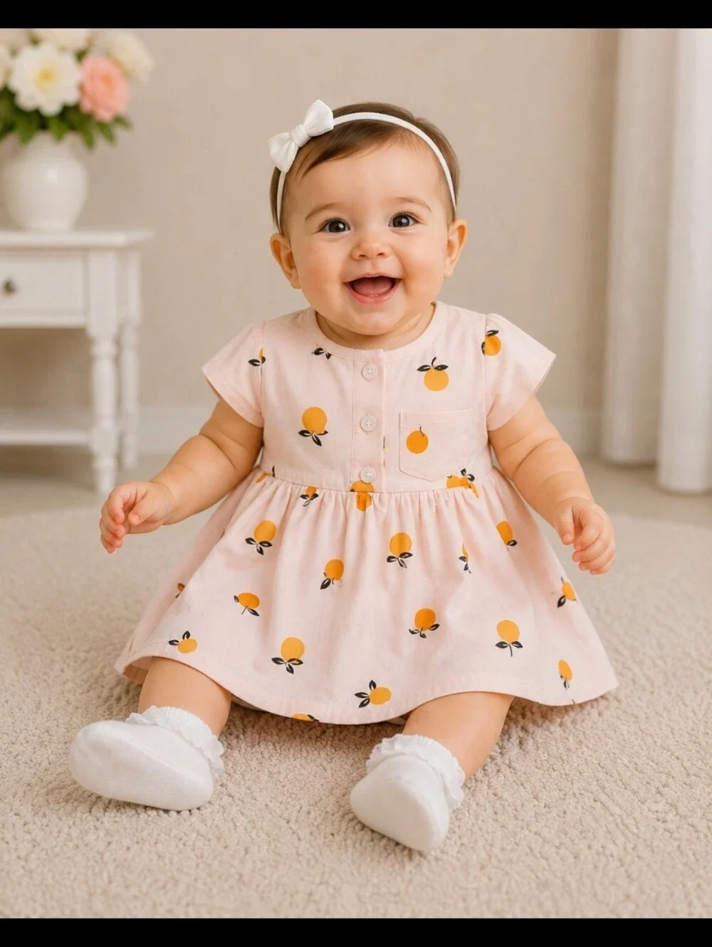 Summer Dress Fruit Paytern Button Back